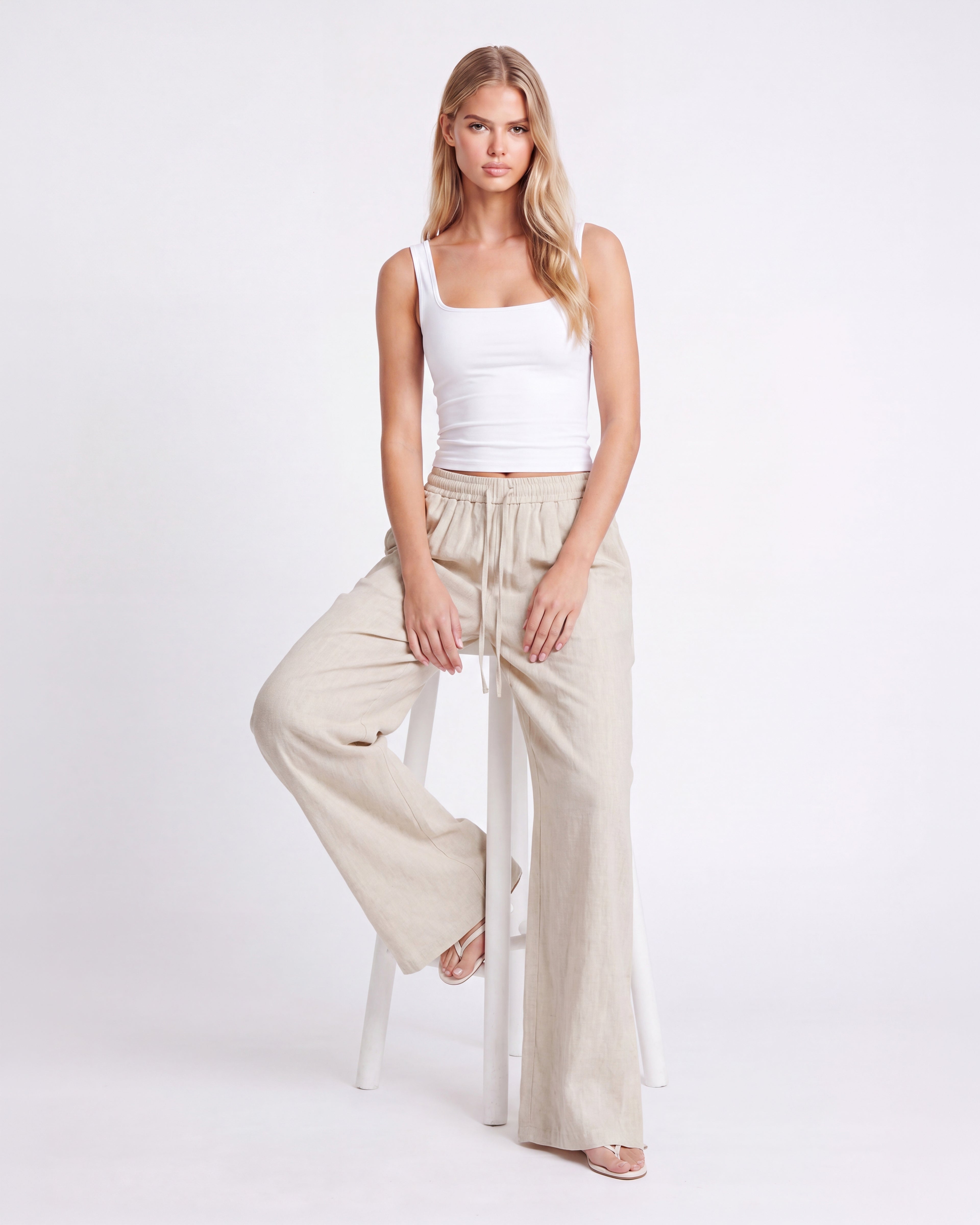 LINEN WIDE LEG PANTS