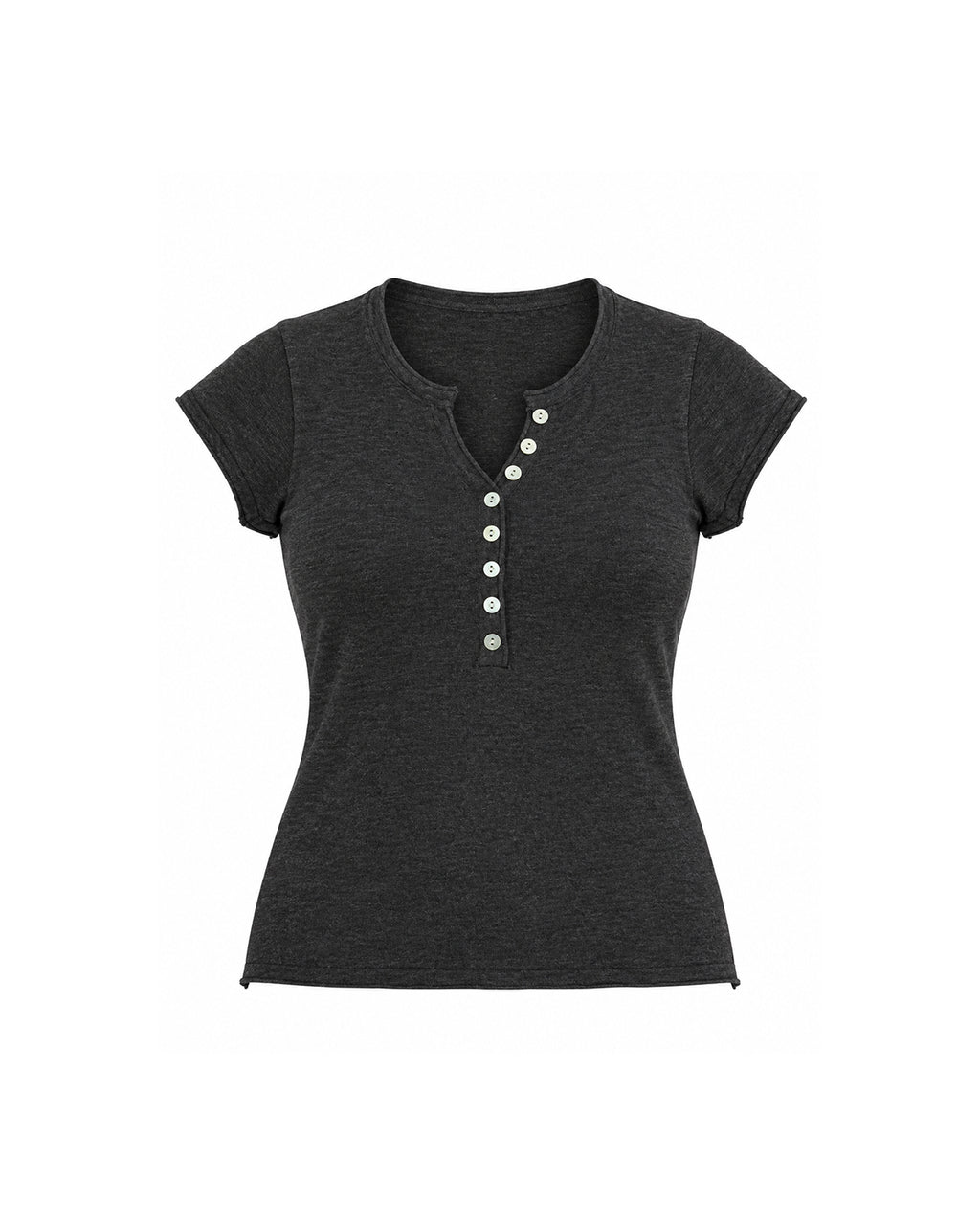 SHORT SLEEVE BUTTON FRONT HENLEY TOP