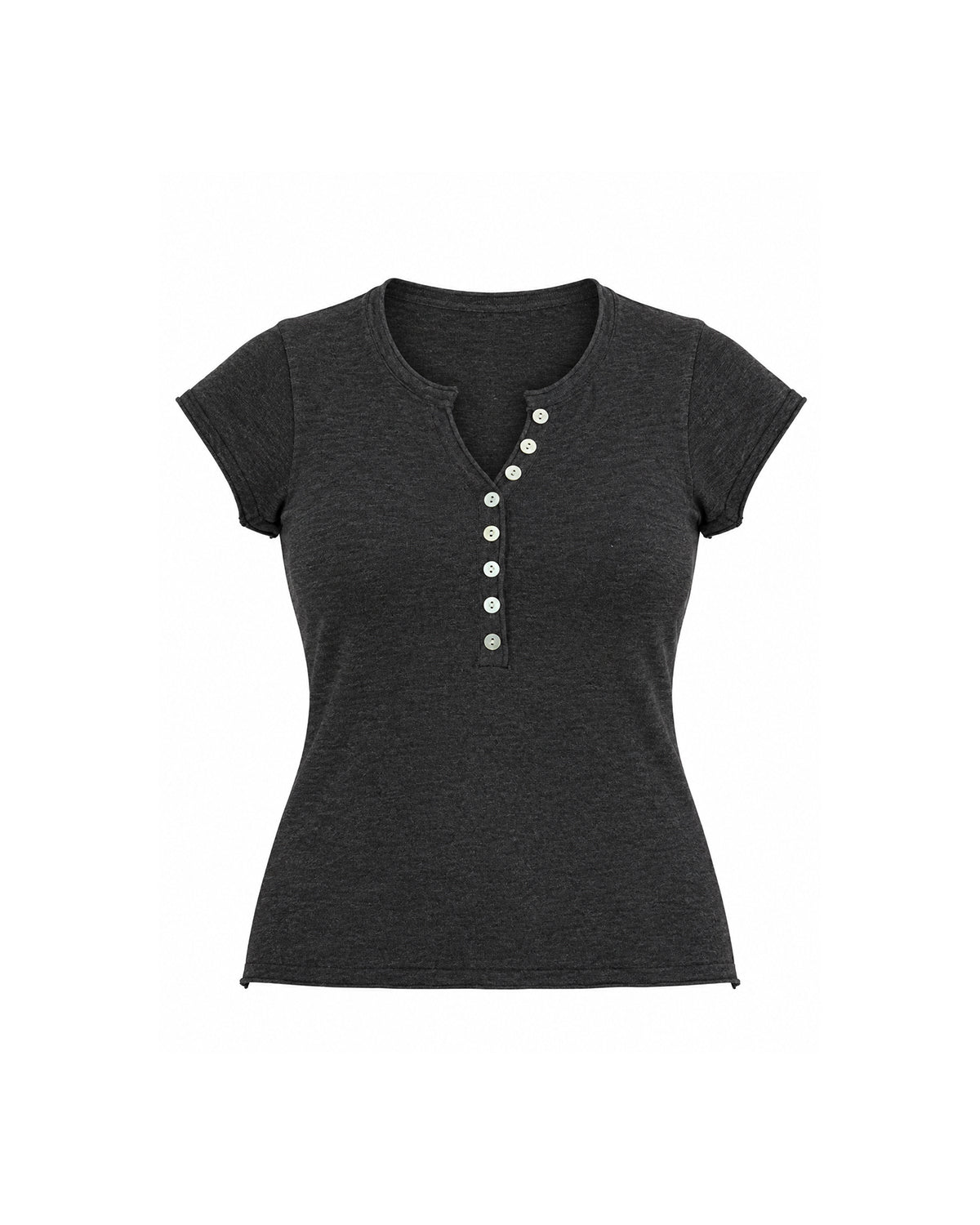 SHORT SLEEVE BUTTON FRONT HENLEY TOP