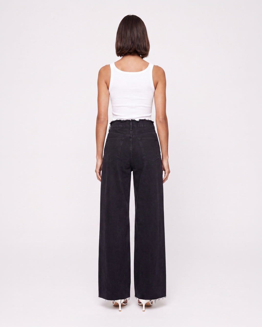 RAW HEM WIDE LEG JEANS