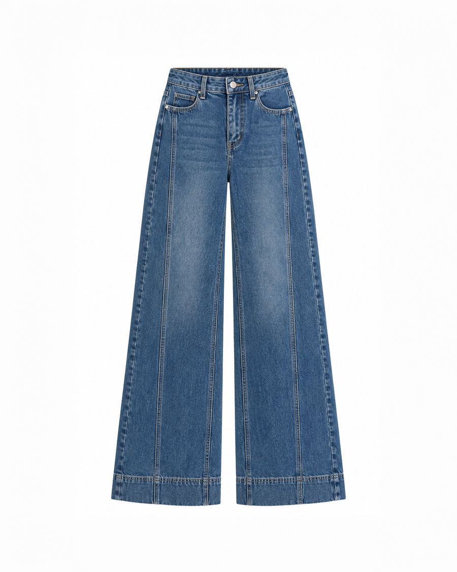 STRUCTURED WIDE-LEG JEANS