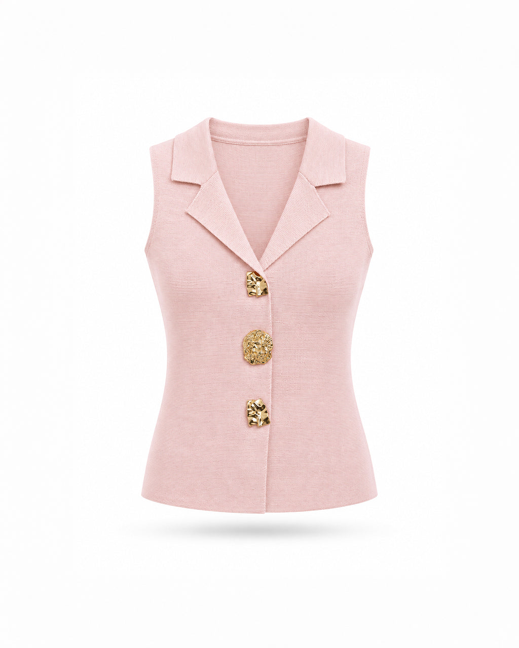 LAPEL NECK GOLD BUTTON KNIT VEST