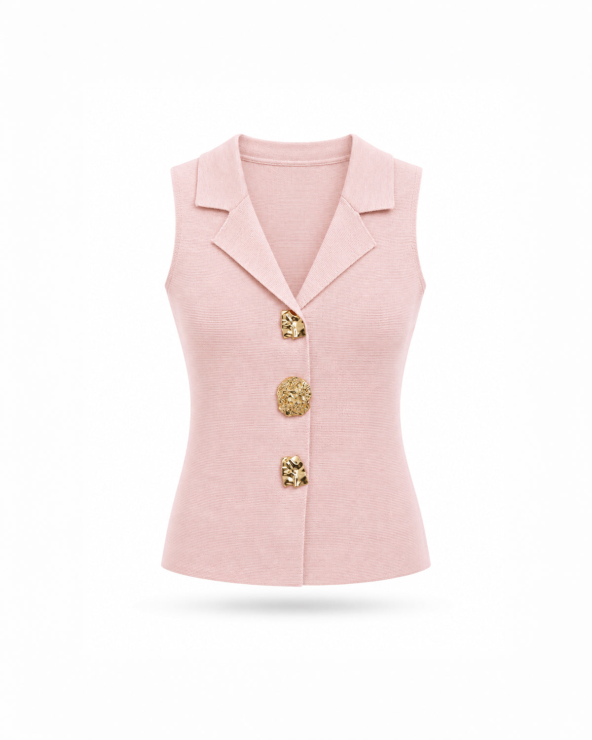 LAPEL NECK GOLD BUTTON KNIT VEST