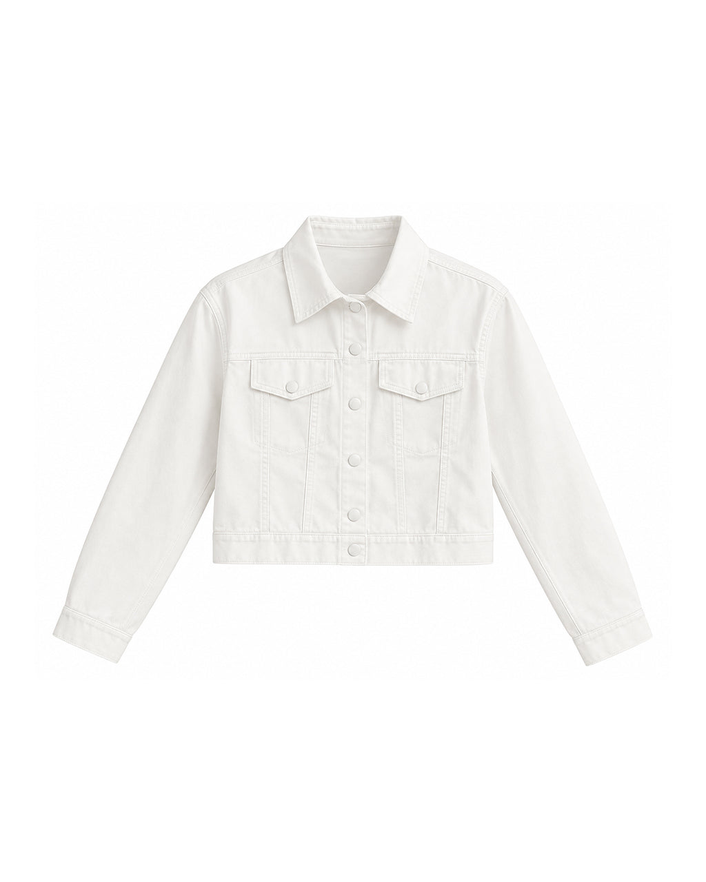 CROPPED BUTTON-FRONT DENIM JACKET