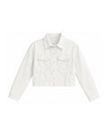 CROPPED BUTTON-FRONT DENIM JACKET