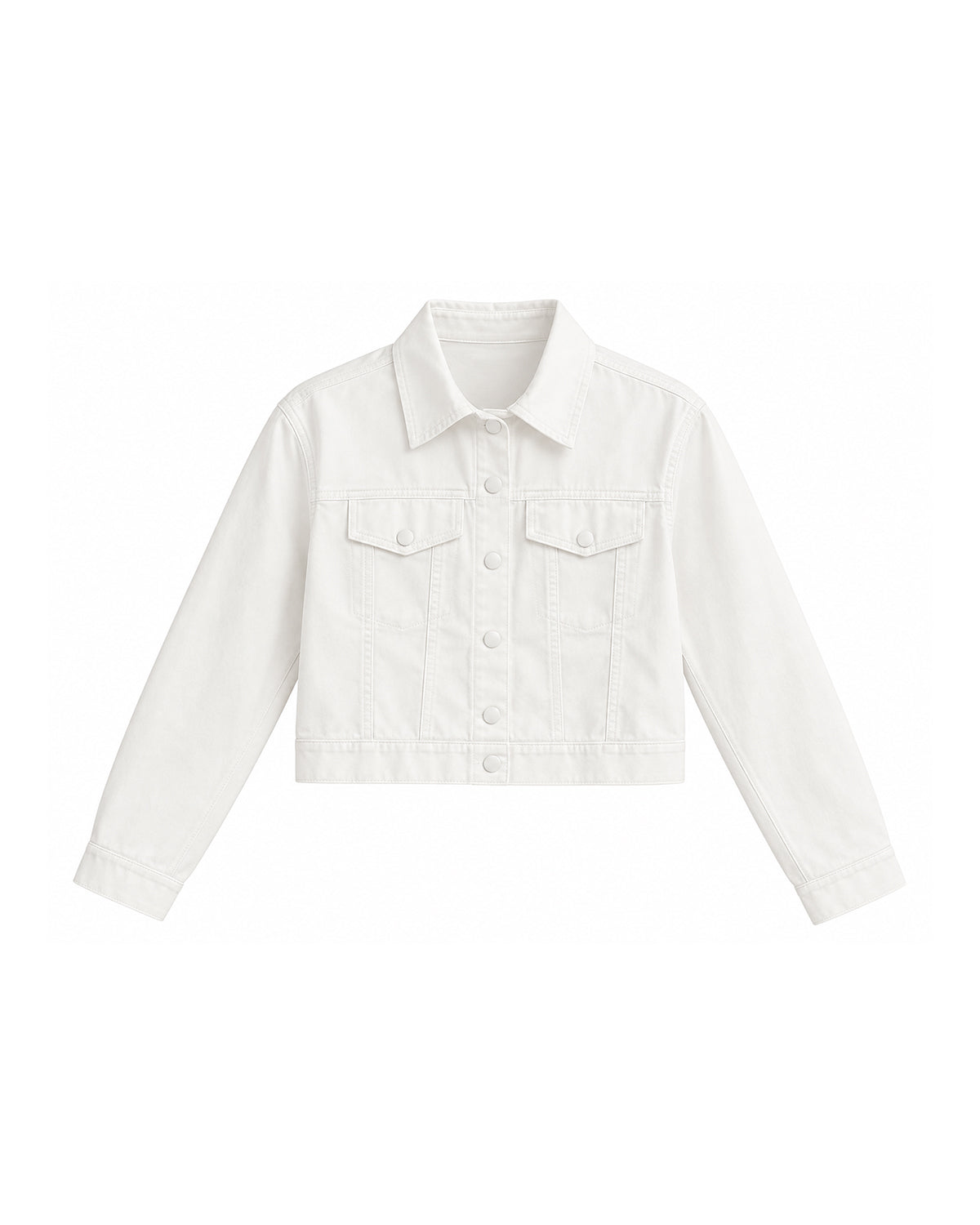 CROPPED BUTTON-FRONT DENIM JACKET