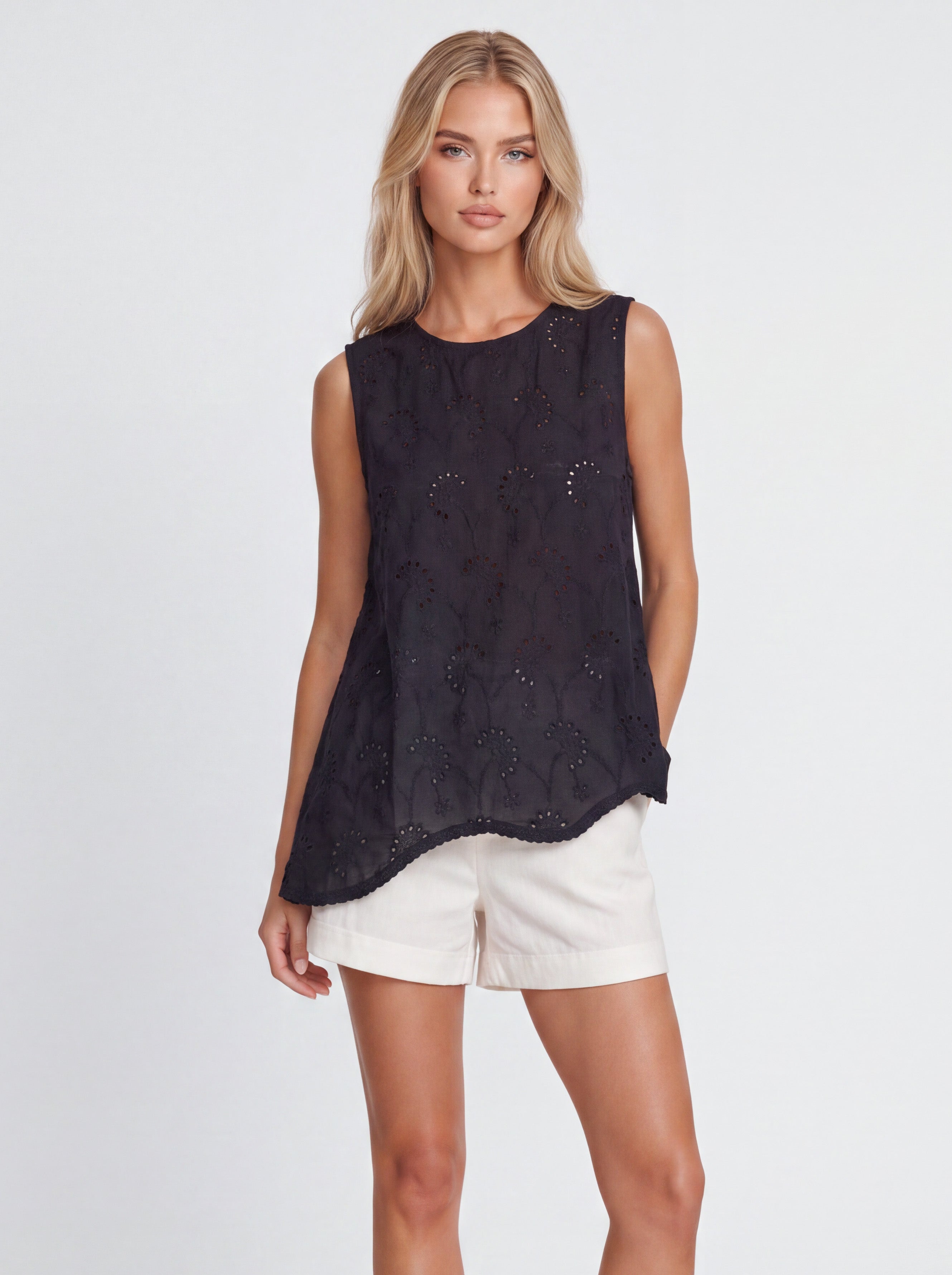 BRODERIE ASYMMETRIC TOP