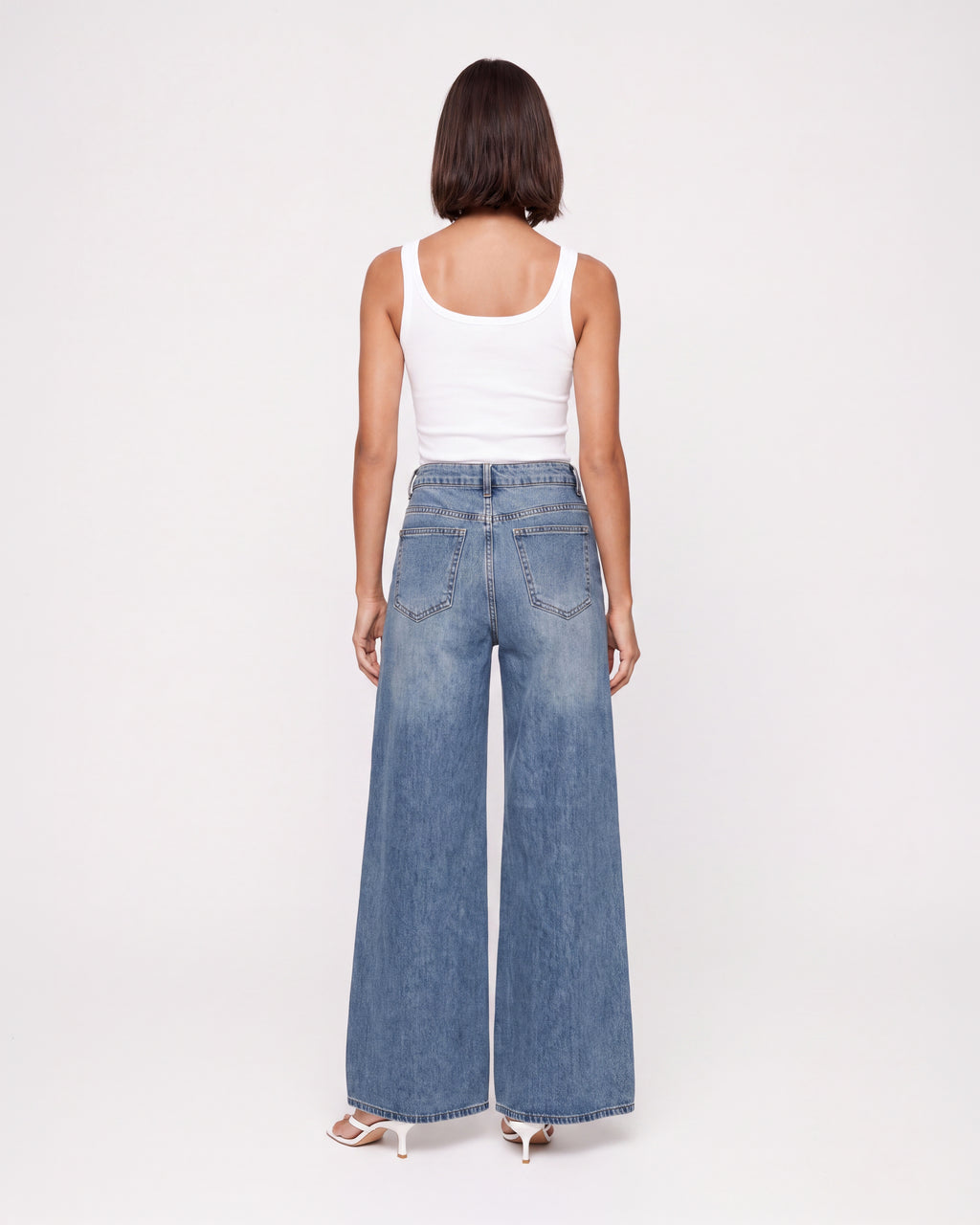 MID BLUE WIDE LEG JEANS