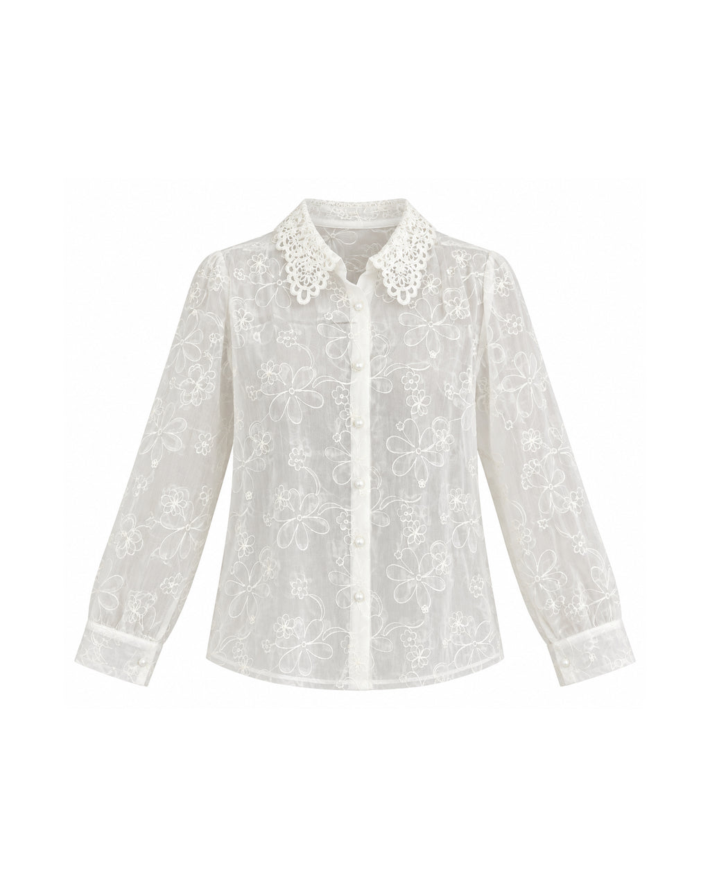 FLORAL EMBROIDERED LACE-COLLAR BLOUSE