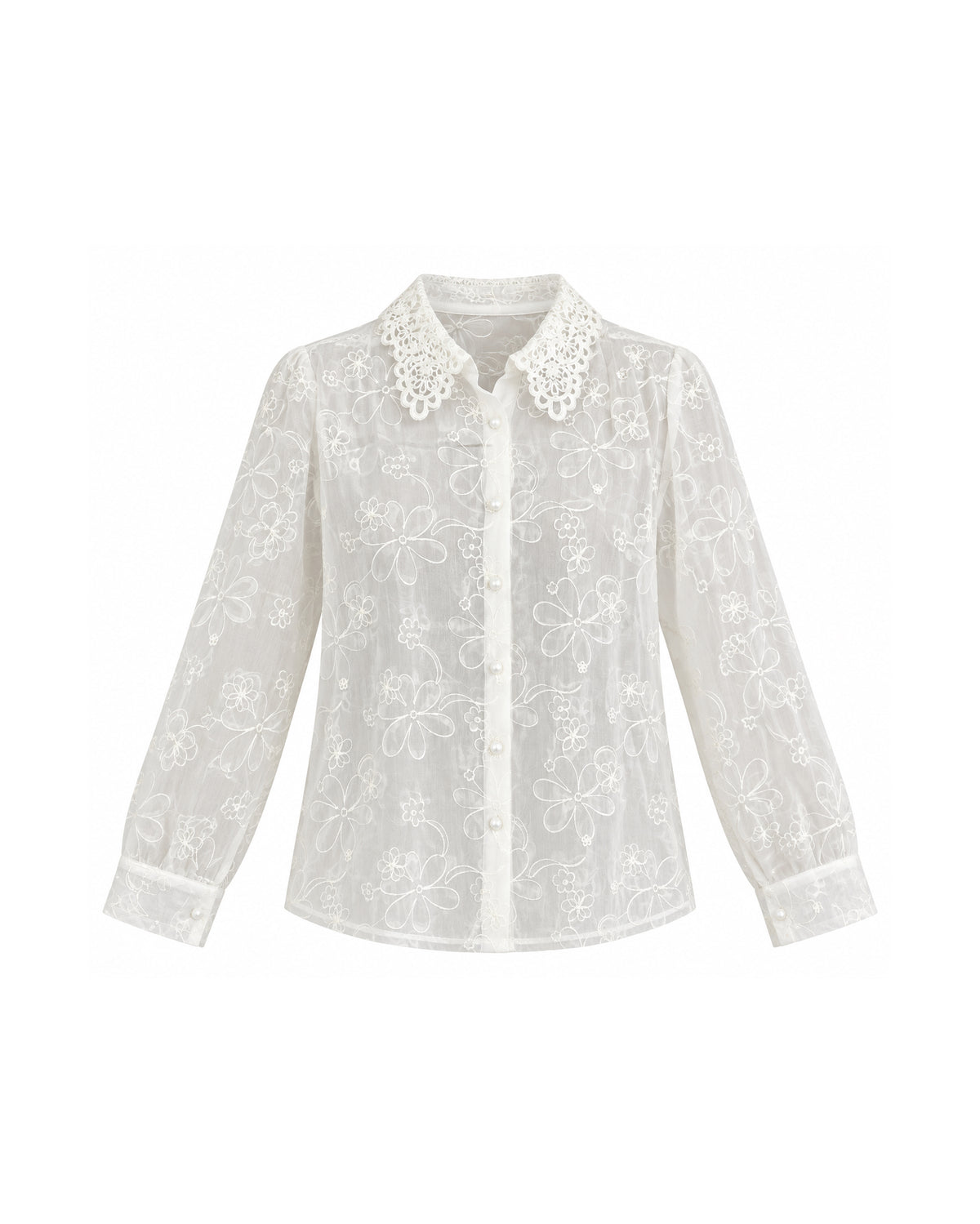 FLORAL EMBROIDERED LACE-COLLAR BLOUSE