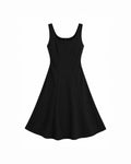 SCOOP-NECK A-LINE MIDI DRESS