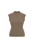 MOCK-NECK TEXTURED SLEEVELESS KNIT TOP