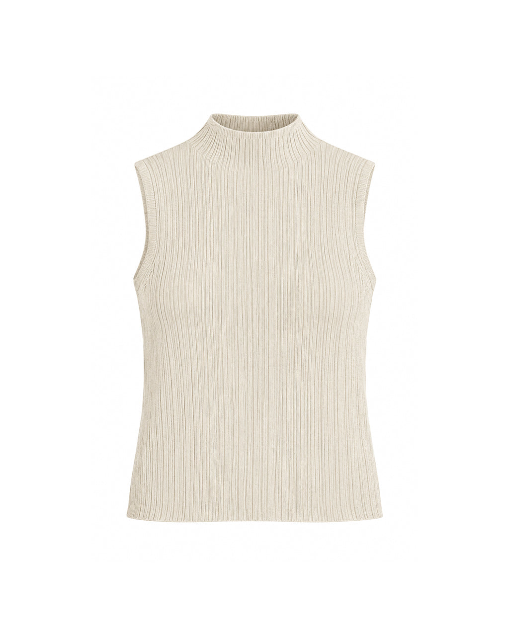 SLEEVELESS RIBBED KNIT MOCK NECK TOP
