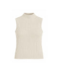 SLEEVELESS RIBBED KNIT MOCK NECK TOP