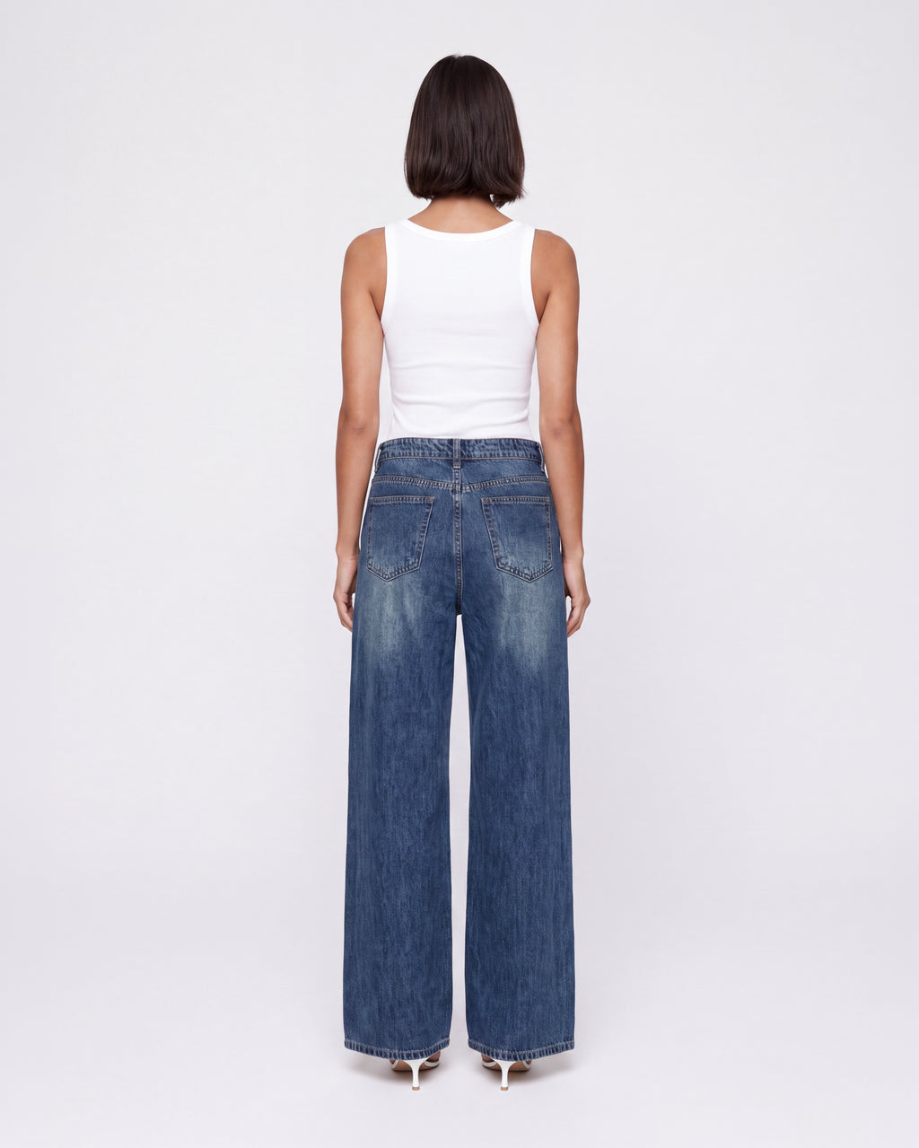 HIGH RISE WIDE LEG JEANS WITH WAIST TIE