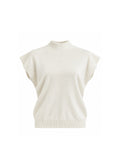 MOCK-NECK CAP-SLEEVE KNIT TOP