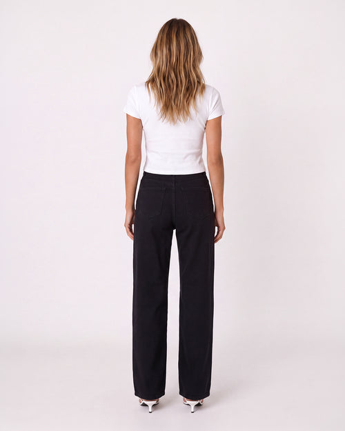 BLACK STRAIGHT-LEG JEANS