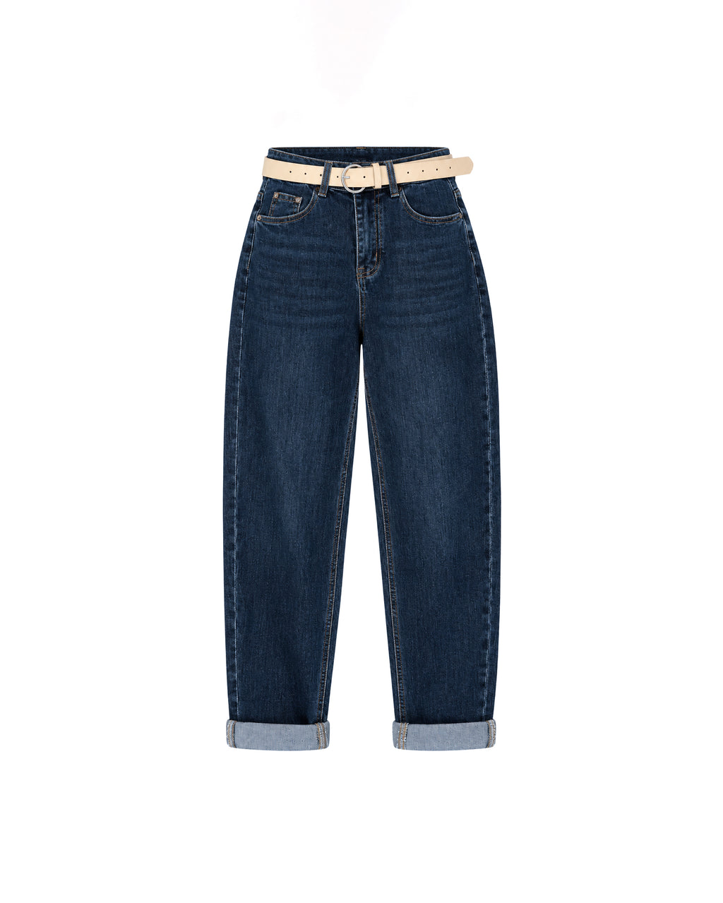 CUFFED MOM JEANS WITH BELT