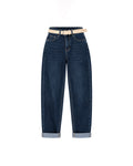 CUFFED MOM JEANS WITH BELT