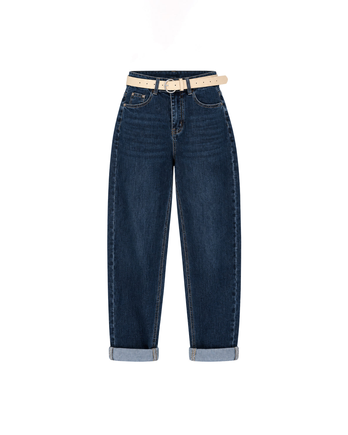CUFFED MOM JEANS WITH BELT