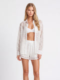 EMBROIDERED SHEER SHIRT & SHORTS SET