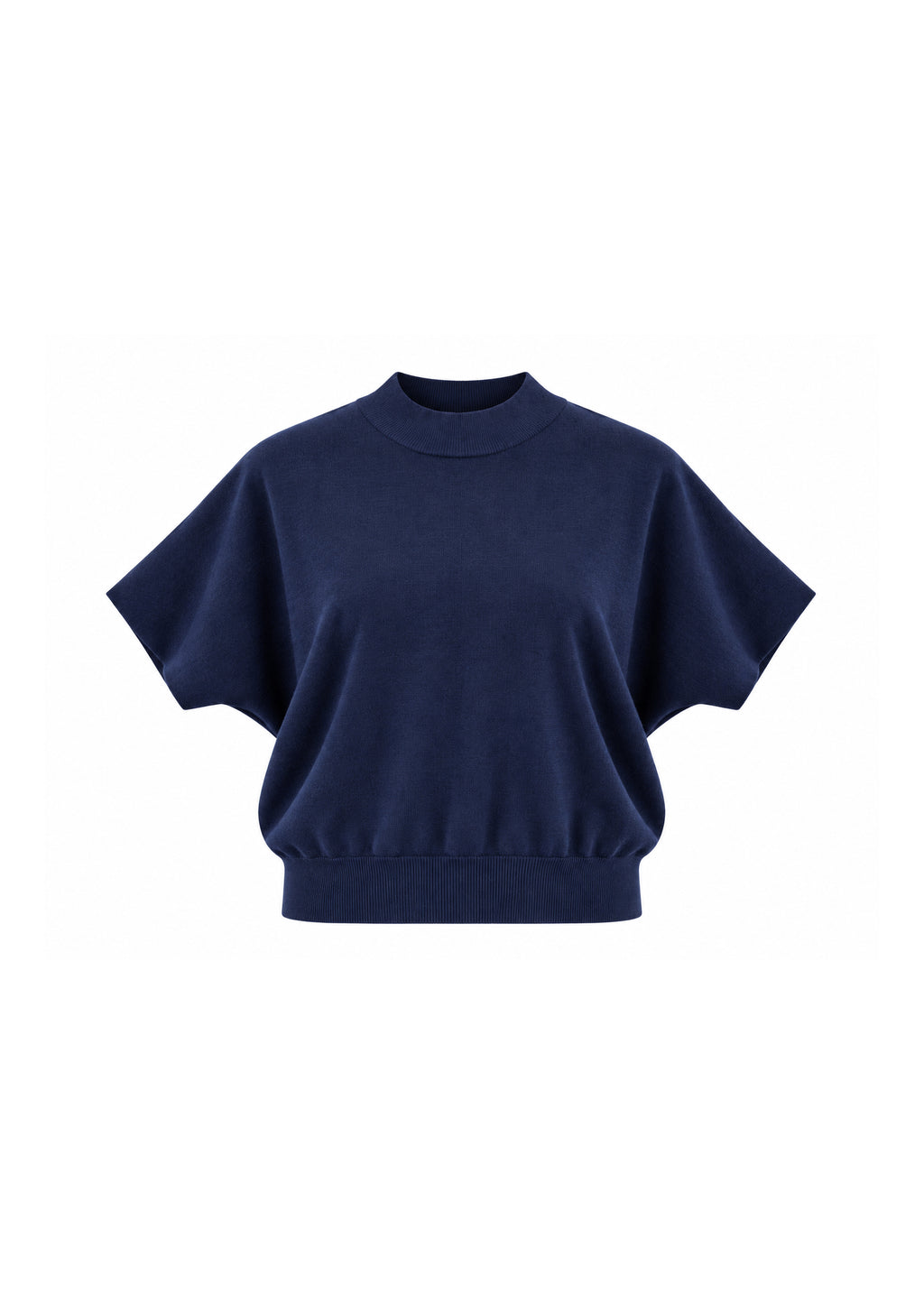 MOCK-NECK SHORT-SLEEVE KNIT TOP