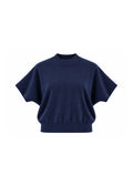MOCK-NECK SHORT-SLEEVE KNIT TOP
