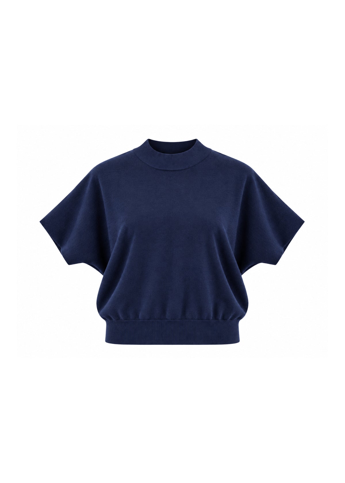 MOCK-NECK SHORT-SLEEVE KNIT TOP