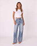 LIGHT BLUE WASHED WIDE-LEG JEANS