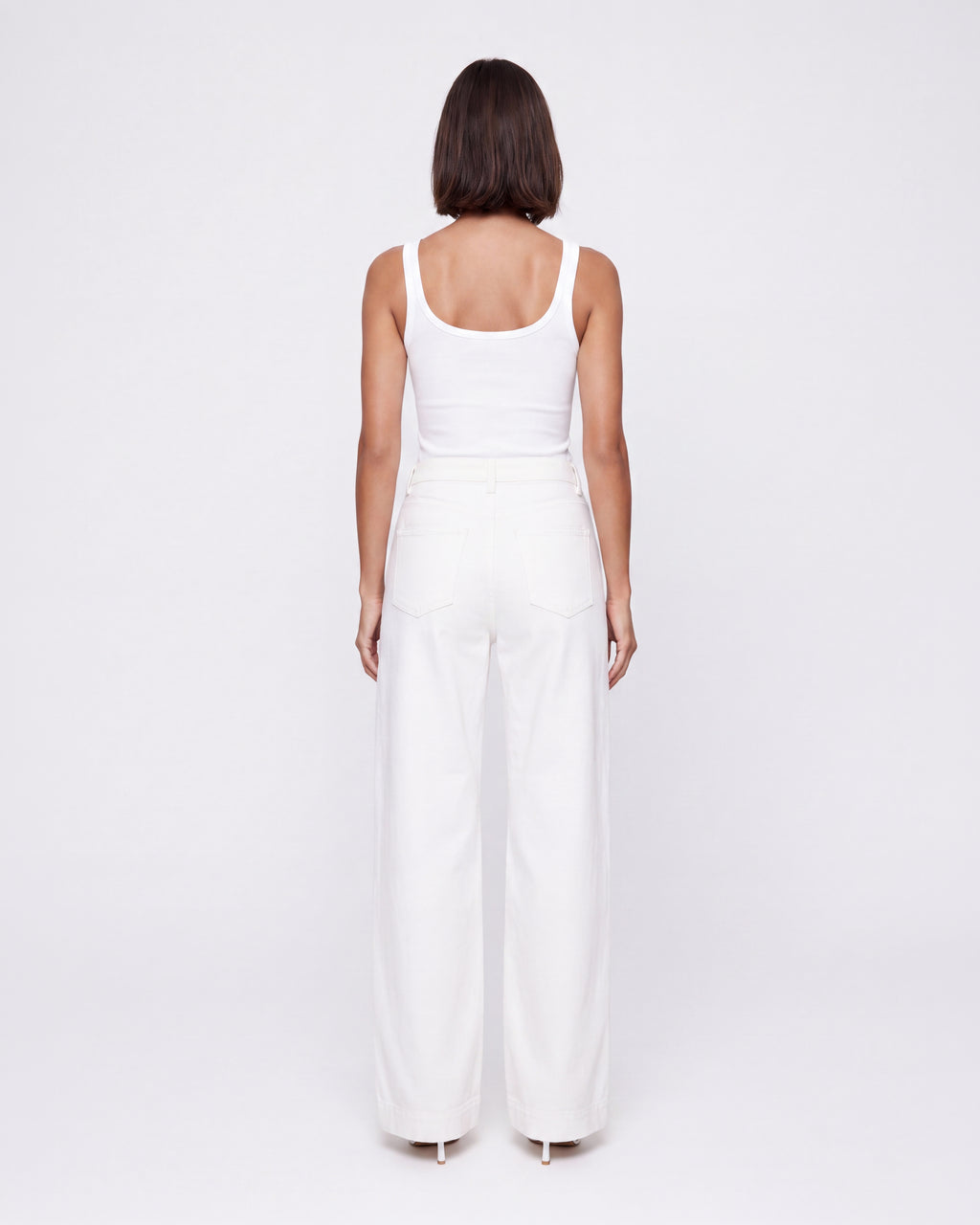 HIGH RISE WHITE WIDE LEG JEANS