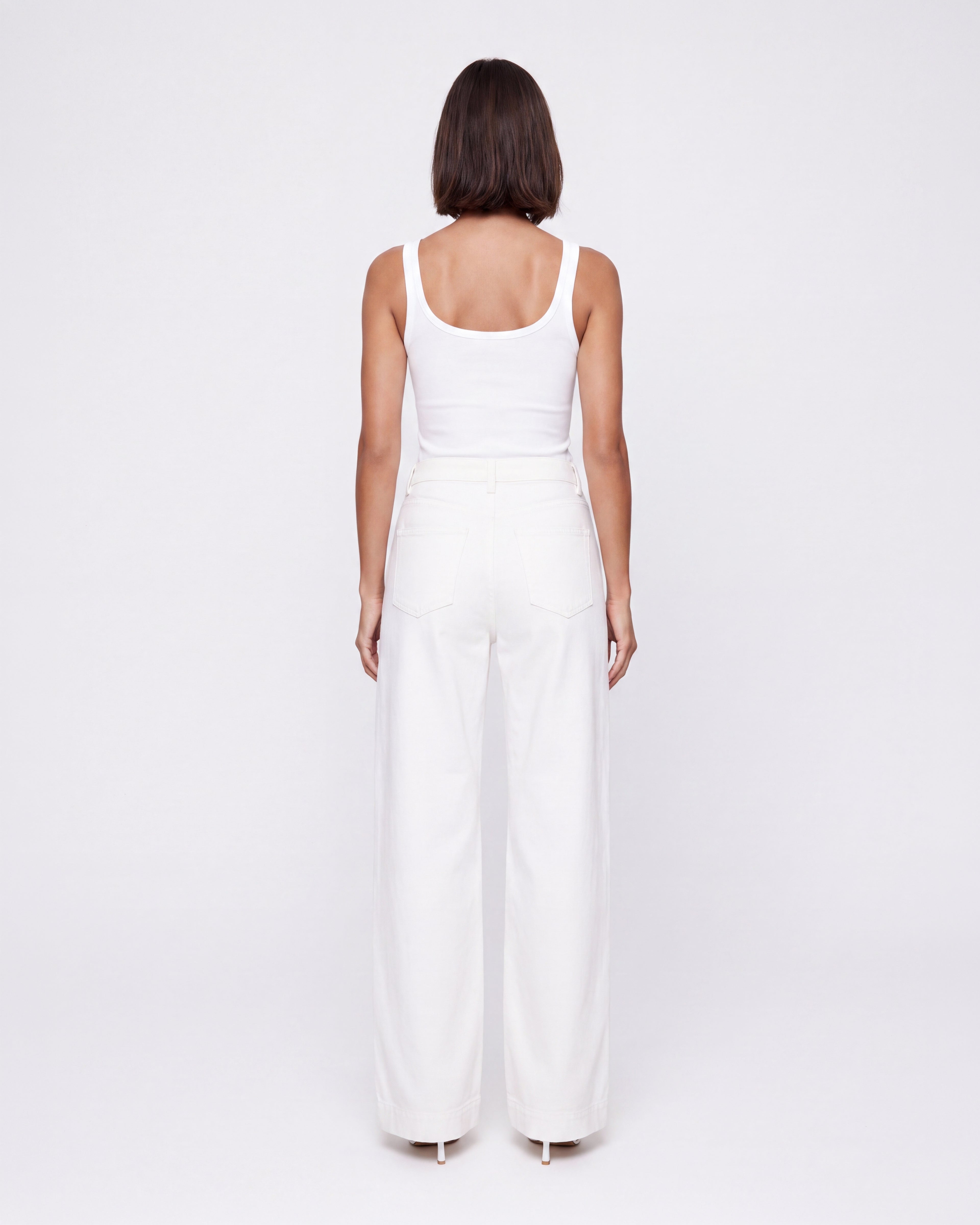 HIGH RISE WHITE WIDE LEG JEANS