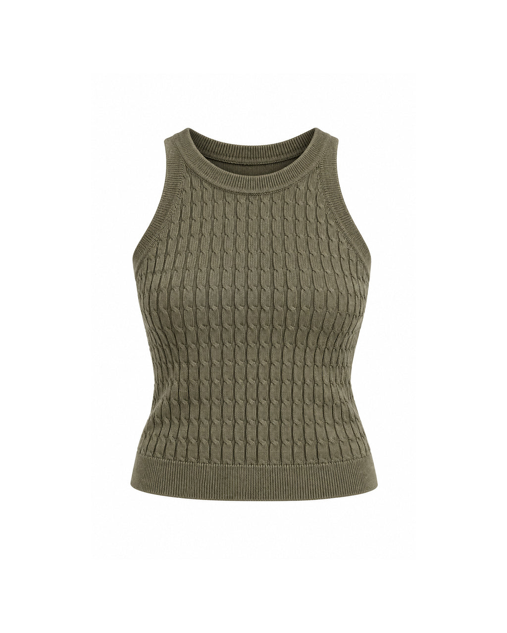 CABLE-KNIT HIGH-NECK TANK TOP