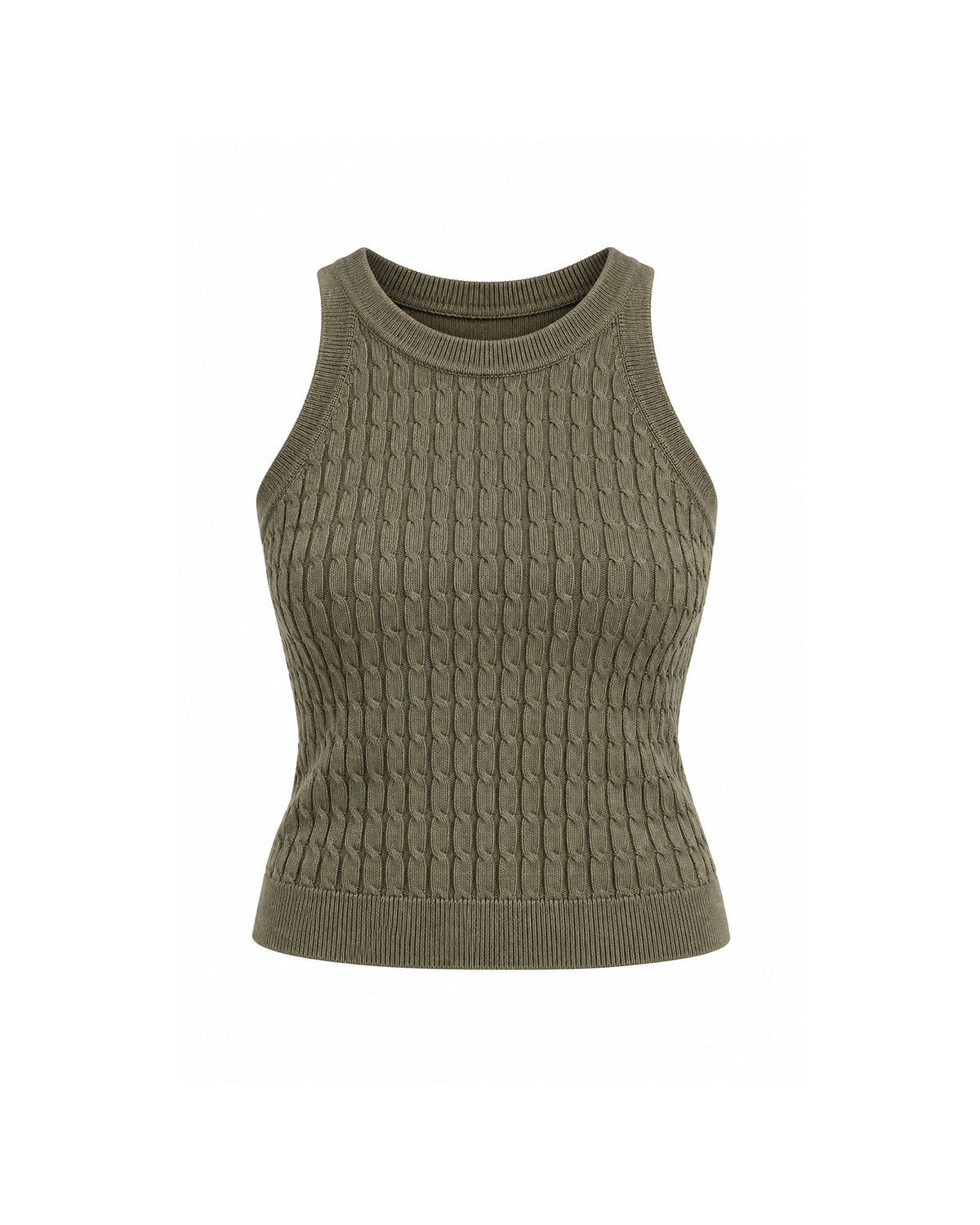CABLE-KNIT HIGH-NECK TANK TOP