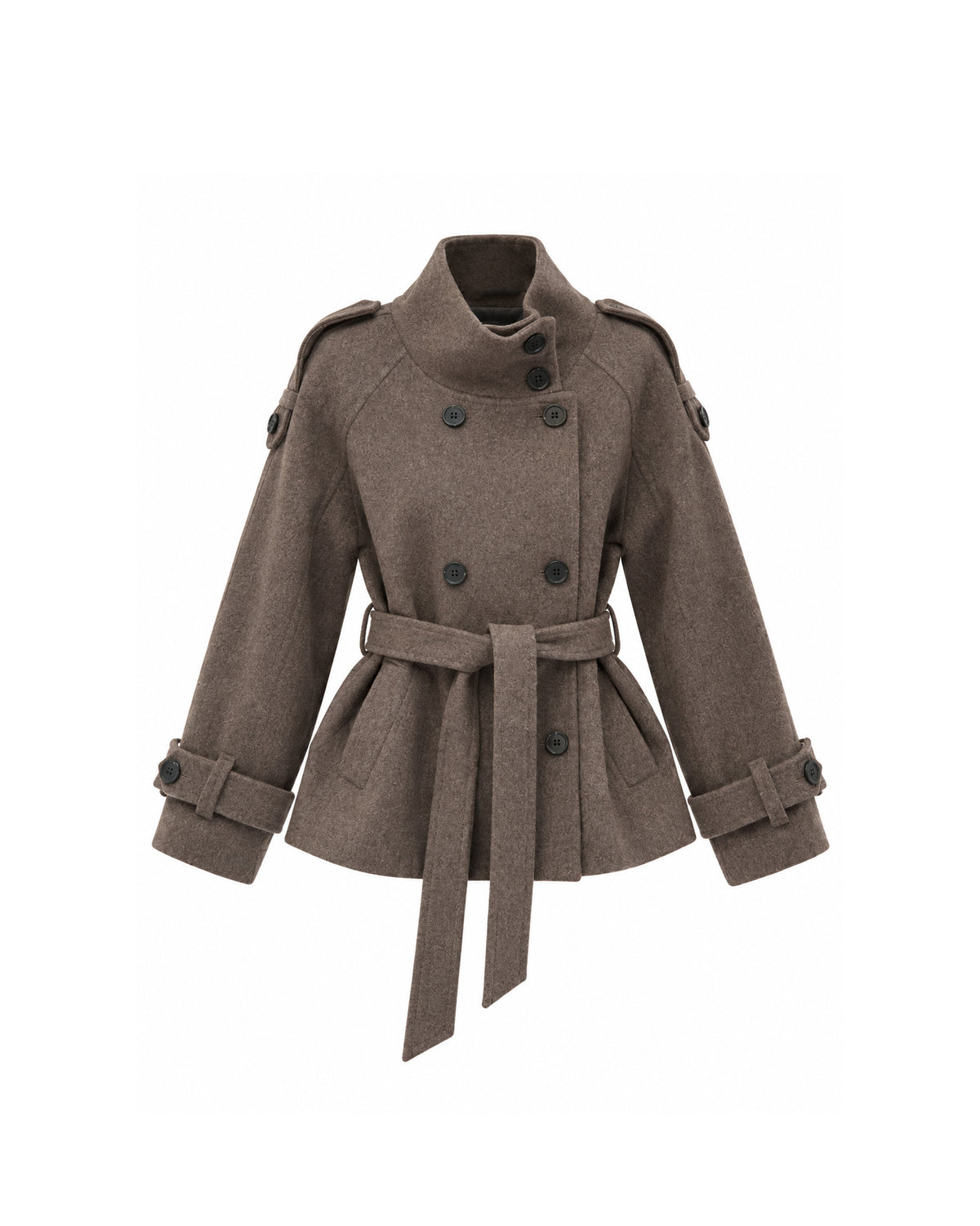 DOUBLE-BREASTED BELTED WOOL COAT
