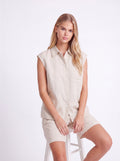 SLEEVELESS LINEN SHIRT