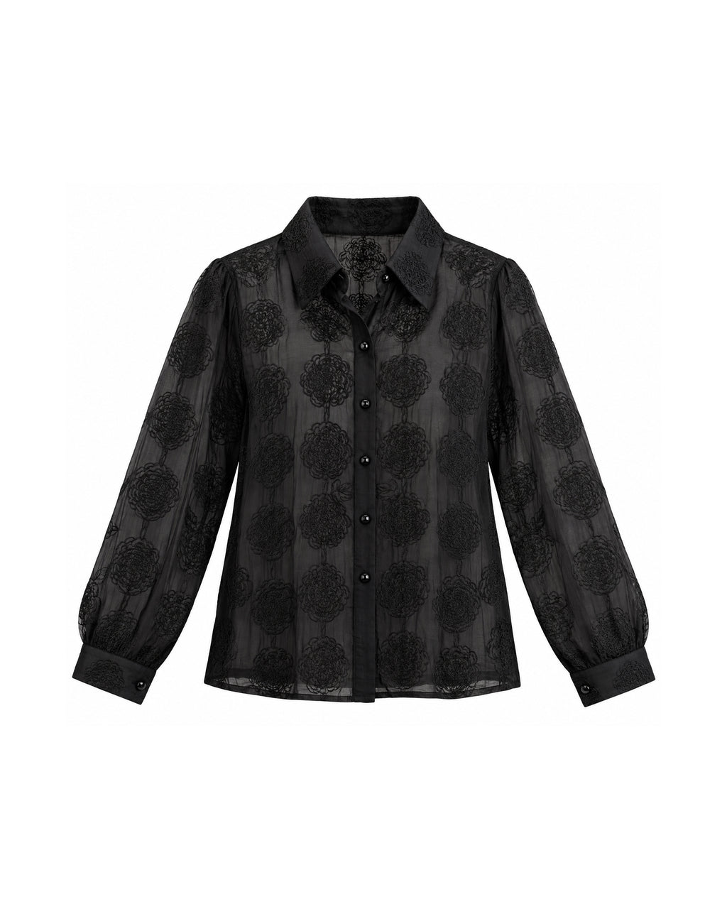 FLORAL EMBROIDERED SHEER BLOUSE