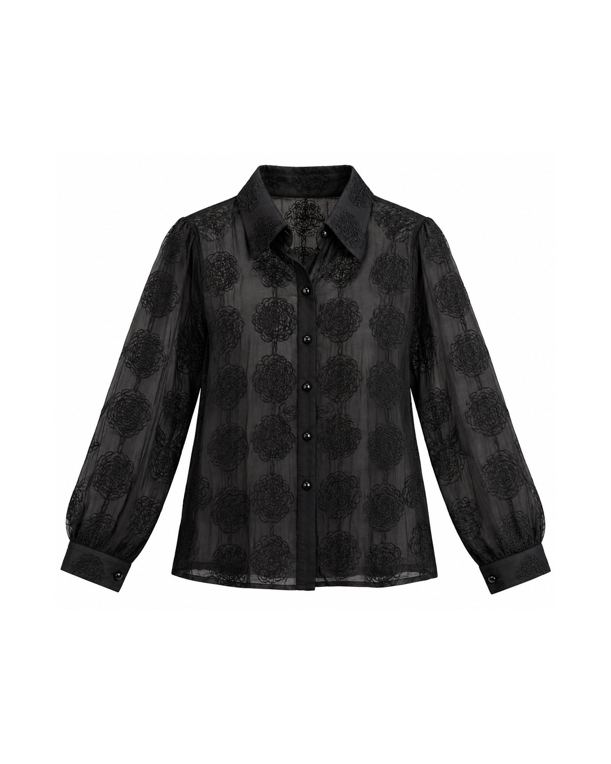 FLORAL EMBROIDERED SHEER BLOUSE
