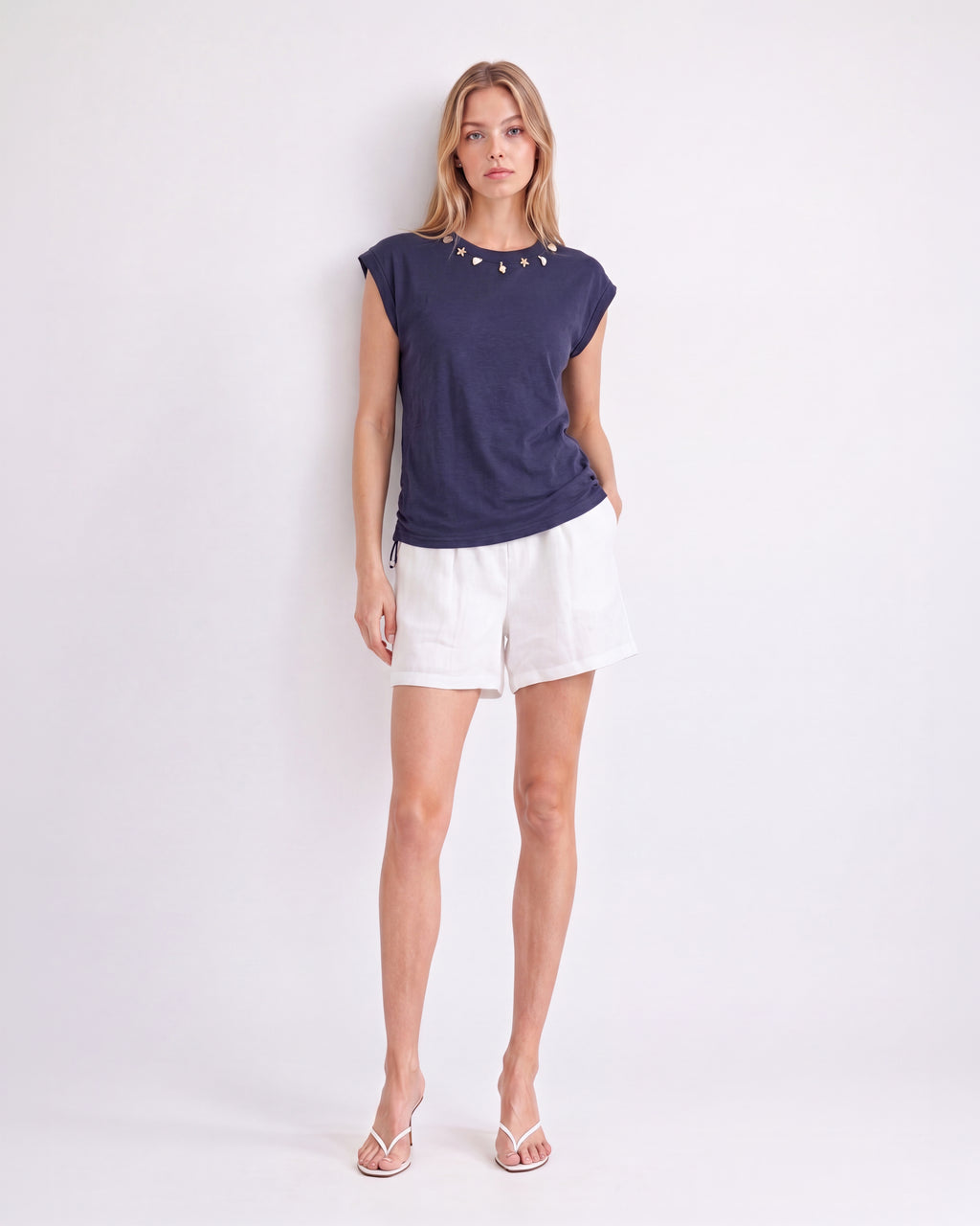 SEASHELL DETAIL SLEEVELESS TOP