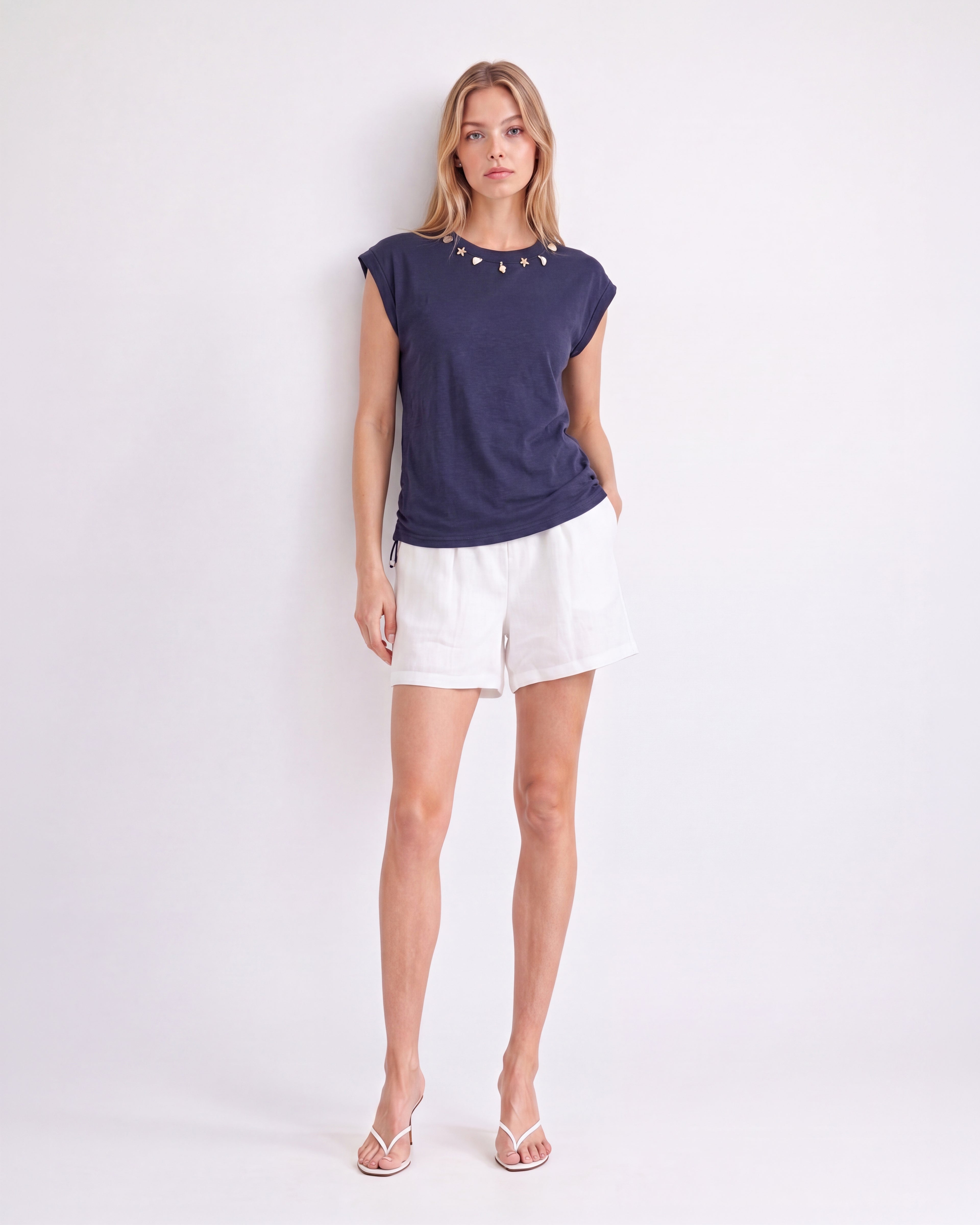 SEASHELL DETAIL SLEEVELESS TOP