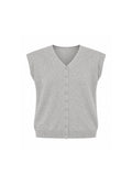 V-NECK BUTTON-FRONT SLEEVELESS KNIT VEST