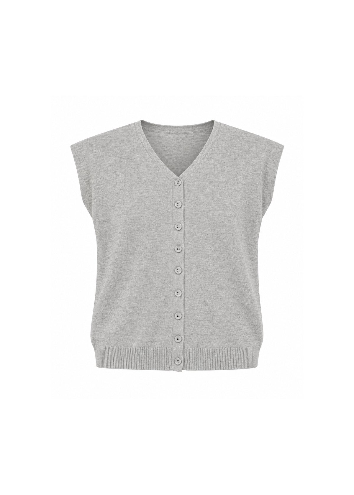 V-NECK BUTTON-FRONT SLEEVELESS KNIT VEST