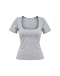SQUARE-NECK SHORT-SLEEVE TOP