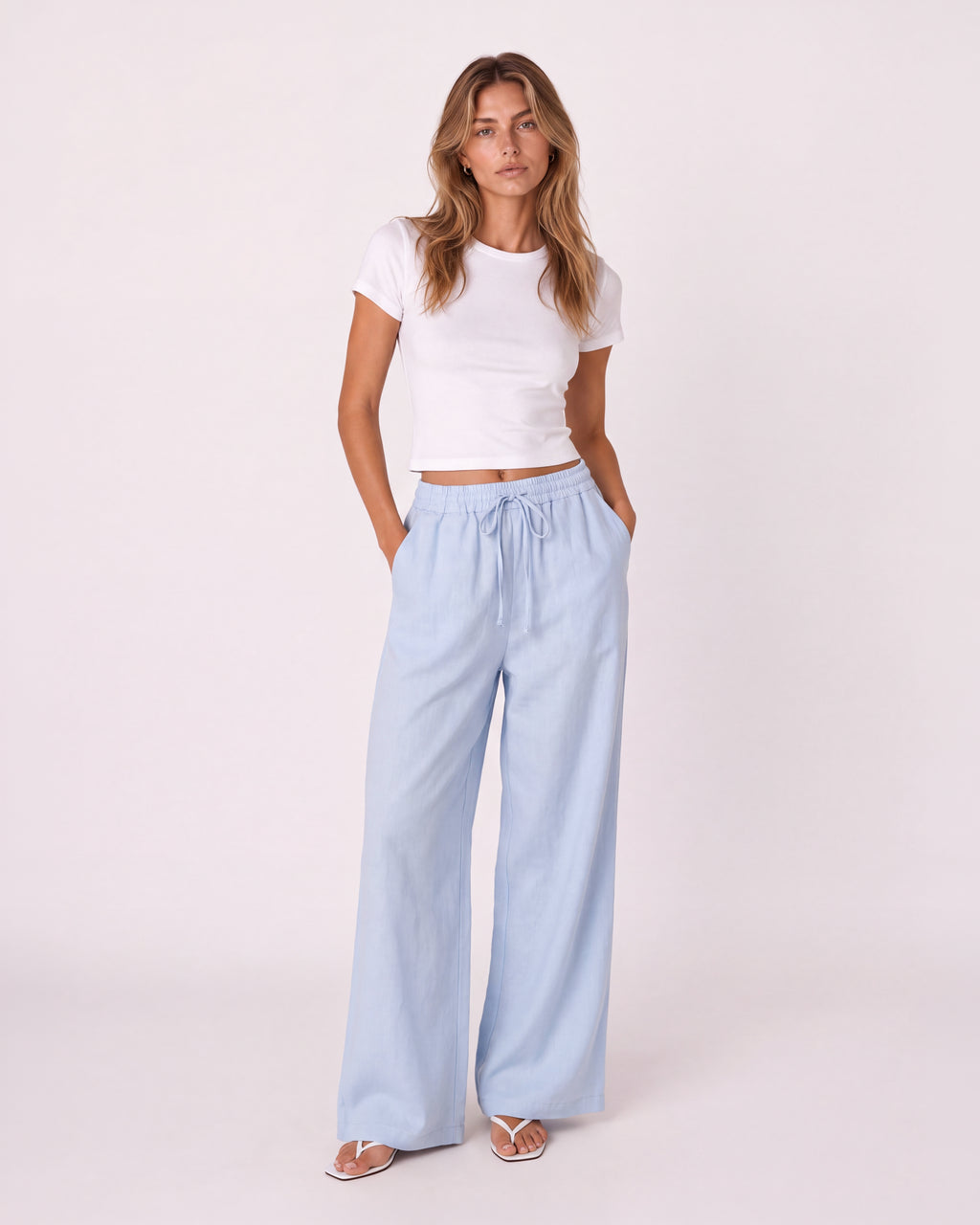 WIDE-LEG LINEN PANTS