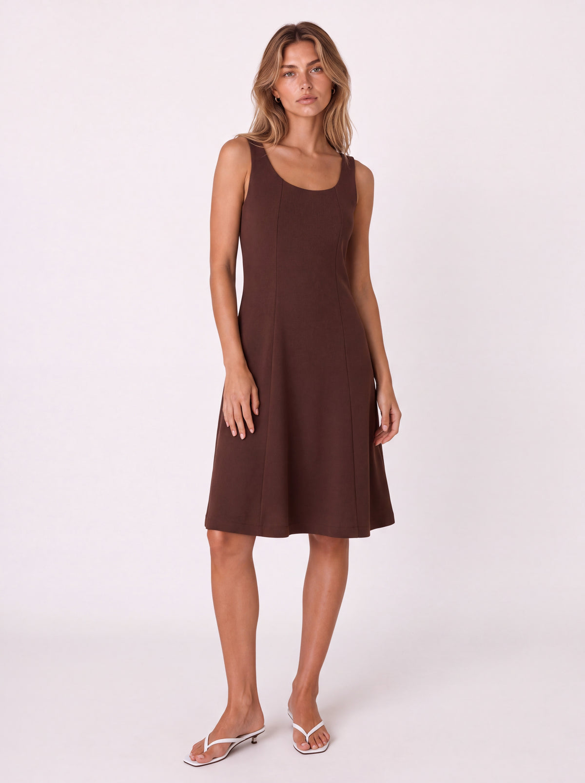 SCOOP-NECK A-LINE MIDI DRESS