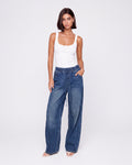 ELASTIC WAIST WIDE LEG JEANS