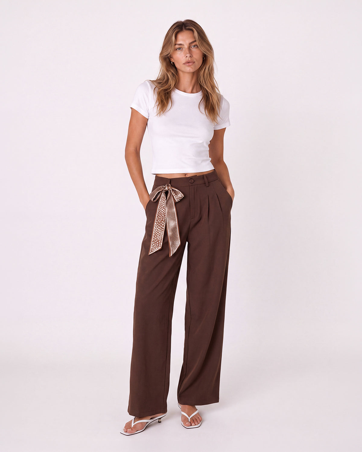 WIDE-LEG TROUSERS WITH SCARF DETAIL