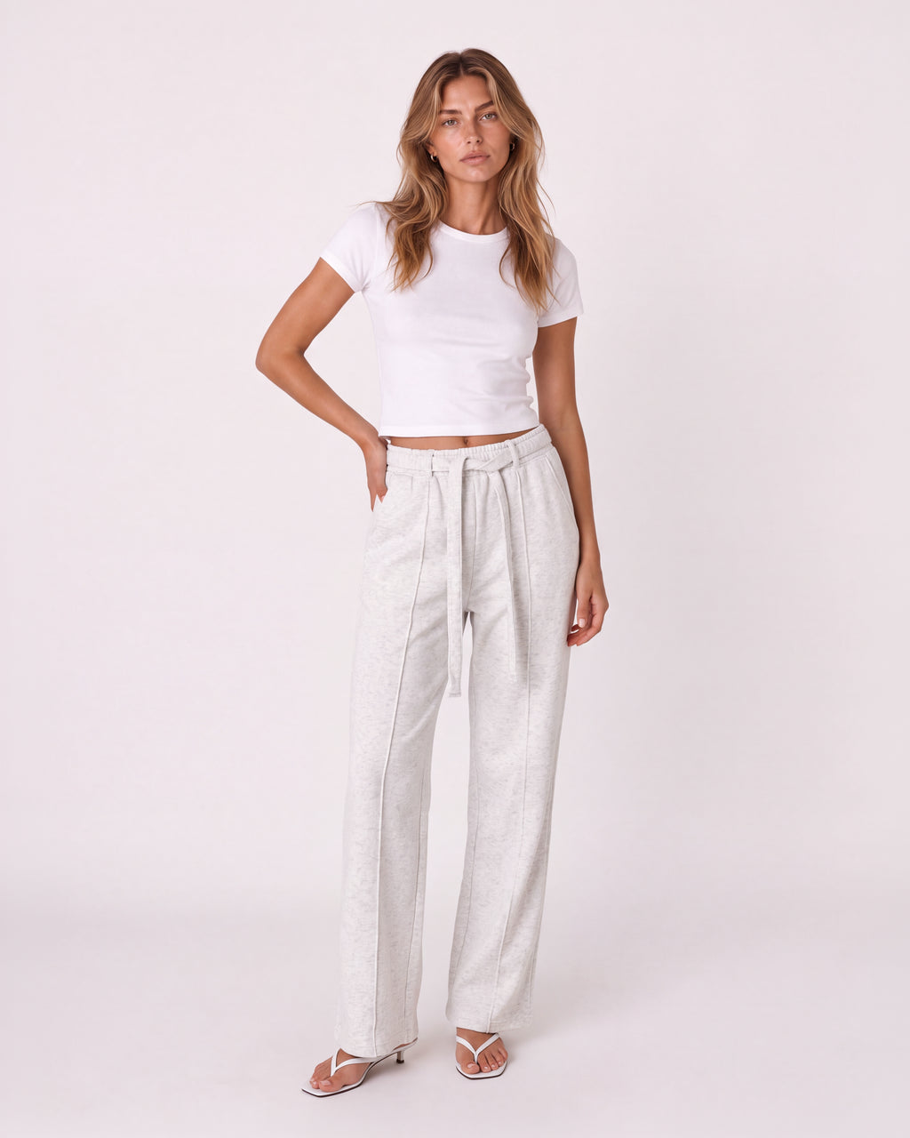 WIDE-LEG SWEATPANTS WITH TIE BELT