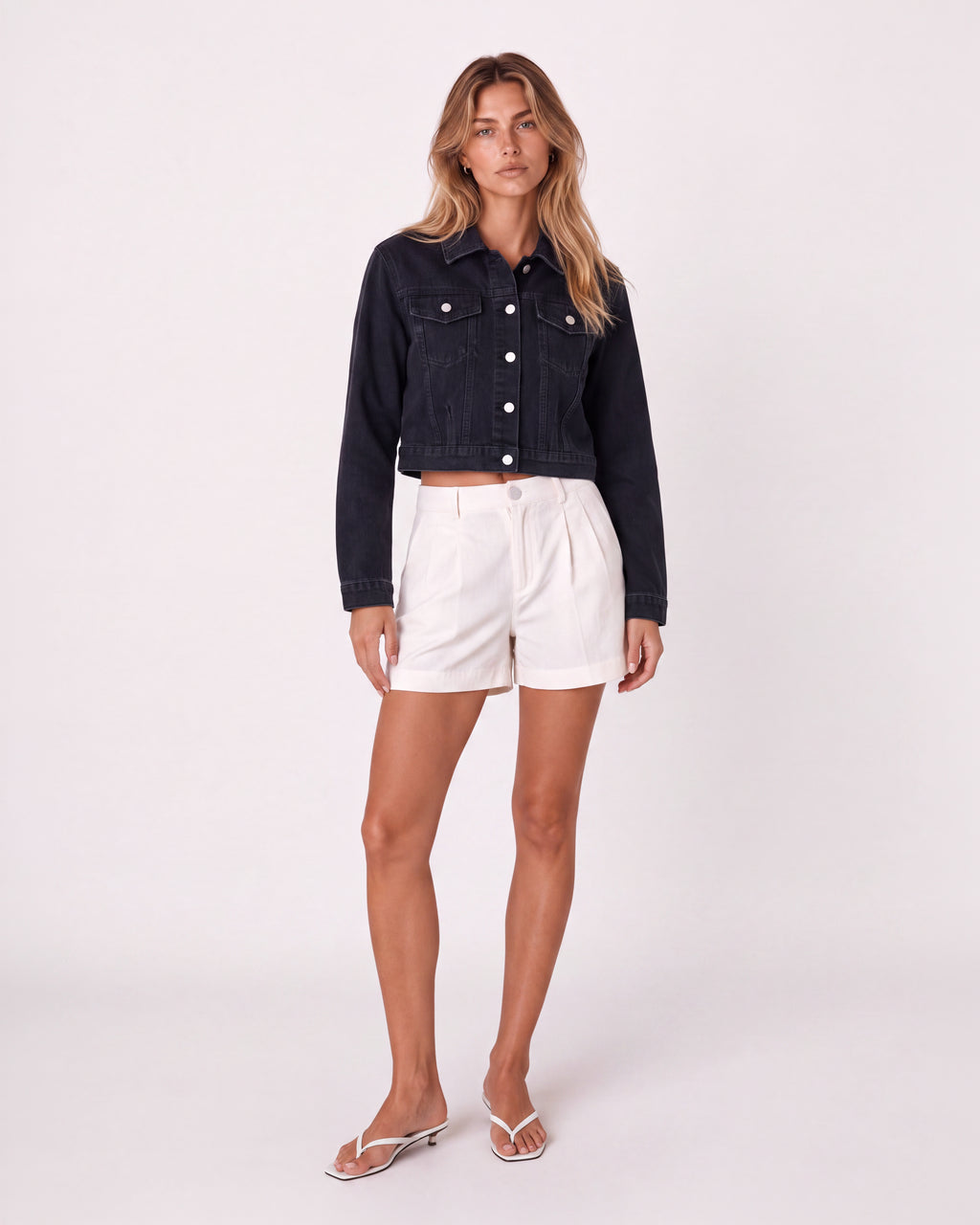 CROPPED STRUCTURED DENIM JACKET