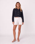 CROPPED STRUCTURED DENIM JACKET