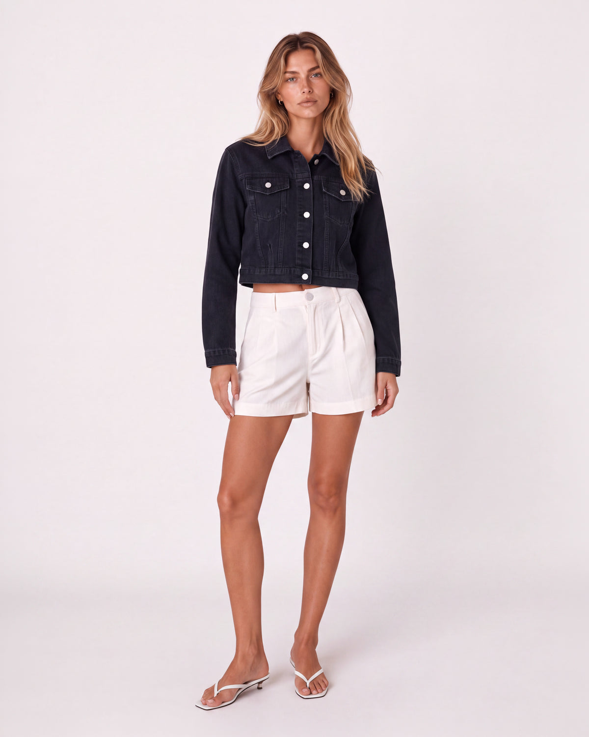 CROPPED STRUCTURED DENIM JACKET